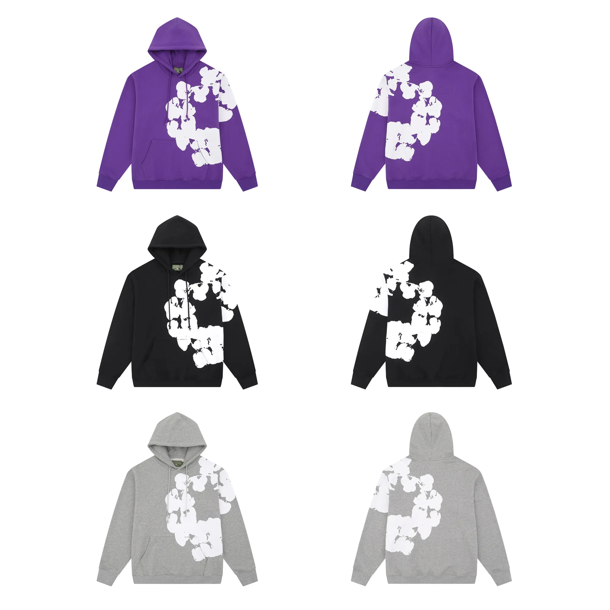D116# P230 Denim Tears Biggie Cotton Wreath Sweatshirt Black 400g kapok high quality 100% cotton printed hoodie hooded sweatshirt color (color): black (black), gray (gray), Pruple (purple) Size: S M L XL